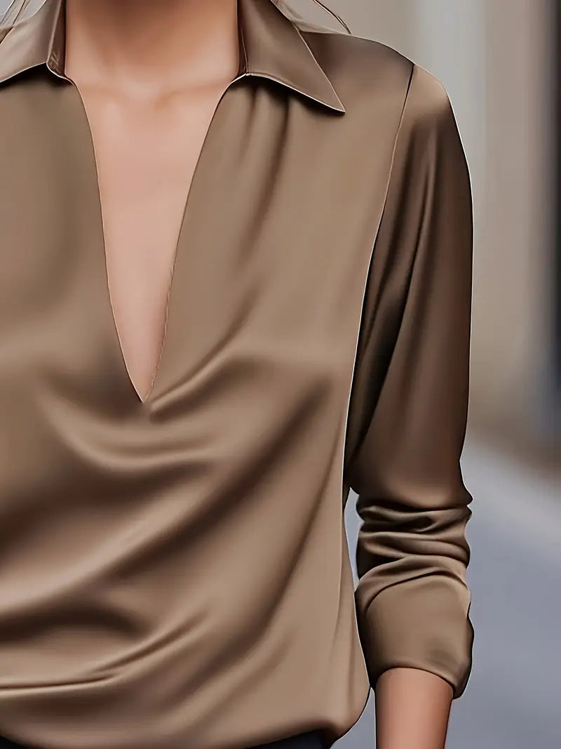 Naya™ – Elegant V-Neck Blouse for Day-to-Night Confidence