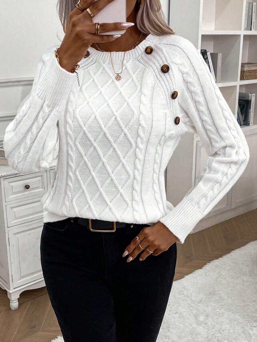 Ivory™ – Button Jumper for Effortless Everyday Elegance