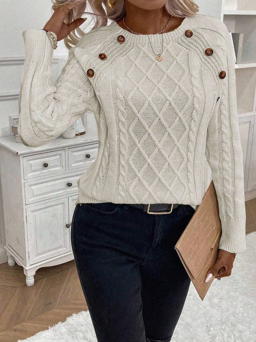 Ivory™ – Button Jumper for Effortless Everyday Elegance