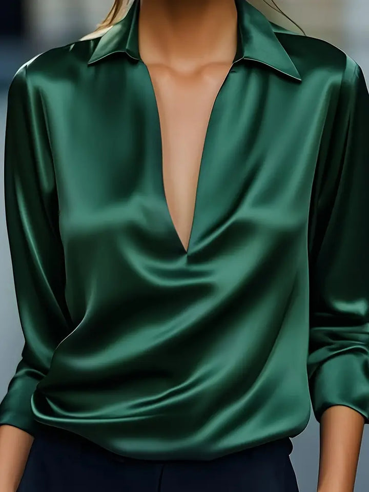 Naya™ – Elegant V-Neck Blouse for Day-to-Night Confidence