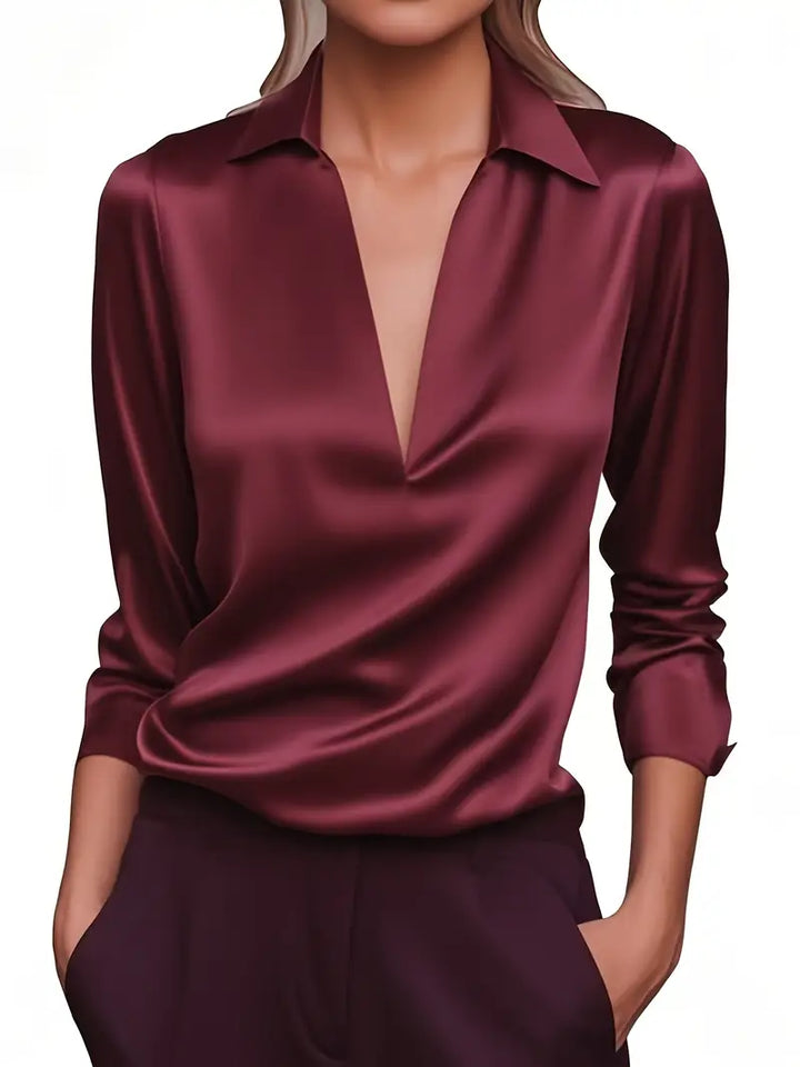 Naya™ – Elegant V-Neck Blouse for Day-to-Night Confidence